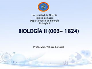 Universidad de Oriente
Núcleo de Sucre
Departamento de Biología
Biología II
Profa. MSc. Yelipza Longart
 