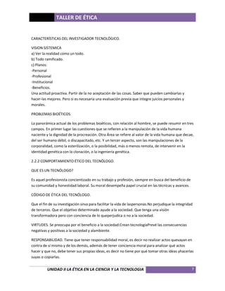 Unidad II la etica en la ciencia y la tecnologia