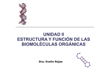 UNIDAD II ESTRUCTURA Y FUNCIÓN DE LAS BIOMOLÉCULAS ORGÁNICAS Dra. Evelin Rojas 