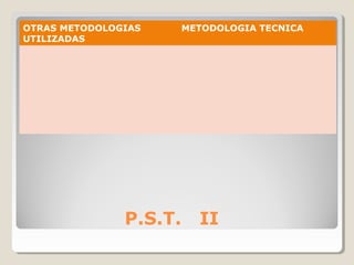 P.S.T. II
OTRAS METODOLOGIAS
UTILIZADAS
METODOLOGIA TECNICA
 