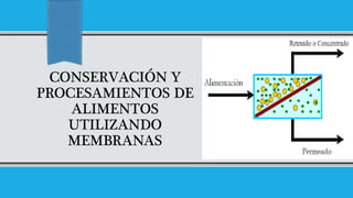 CONSERVACIÓN Y
PROCESAMIENTOS DE
ALIMENTOS
UTILIZANDO
MEMBRANAS
 