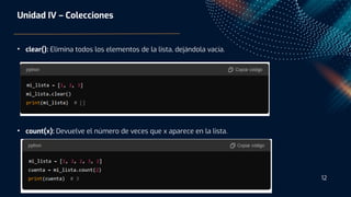 Colecciones en Python , listas , tuplas, diccionarios | PDF