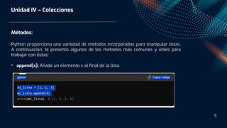 Colecciones en Python , listas , tuplas, diccionarios | PDF
