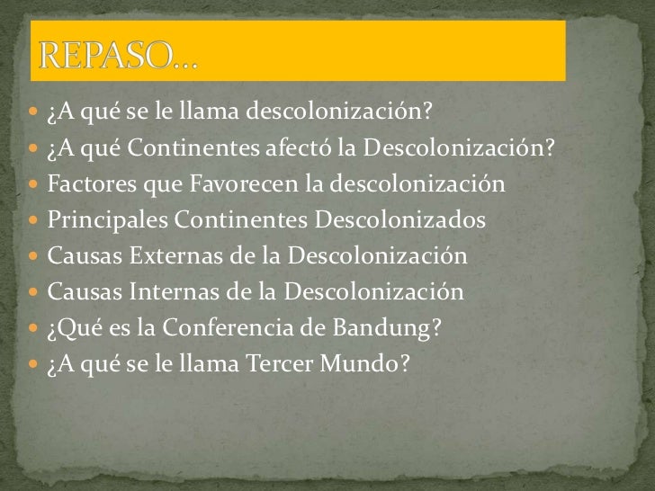 Unidad nº 6 descolonización, tercer mundo y america latina