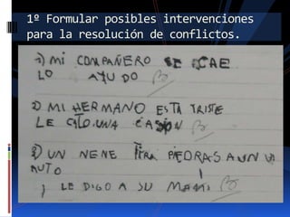 1º Formular posibles intervenciones
para la resolución de conflictos.

 