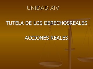UNIDAD XIV   TUTELA DE LOS DERECHOSREALES ACCIONES REALES 
