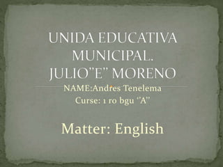 NAME:Andres Tenelema
Curse: 1 ro bgu ‘’A’’
Matter: English
 