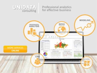 UNIDATA
consulting
Professional analytics
for effective business
MORE SERVICES
ONLINE
 