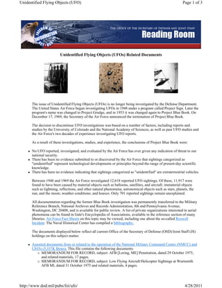 Project Sign Ufo Unidentified flying objects uf os-related documents | PDF