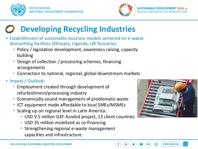 13
Developing Recycling Industries
• Establishment of sustainable business models centered on e-waste
dismantling faciliti...