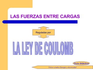 LAS FUERZAS ENTRE CARGAS Reguladas por  LA LEY DE COULOMB Guía didáctica Volver a índice Energía y electricidad 