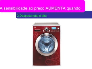 2.Despesa total é alta A sensibilidade ao preço AUMENTA quando: 