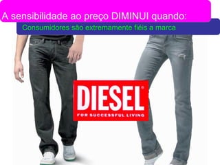 Consumidores são extremamente fiéis a marca A sensibilidade ao preço DIMINUI quando: 