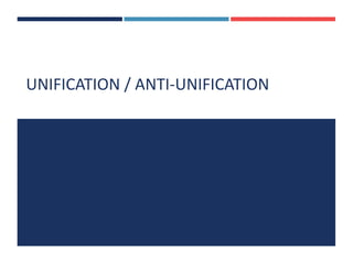 UNIFICATION / ANTI-UNIFICATION
 