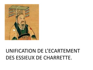 UNIFICATION DE L’ECARTEMENT
DES ESSIEUX DE CHARRETTE.
 
