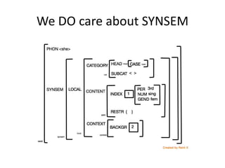 We DO care about SYNSEM
 