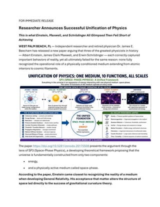 Unifying Physics: The SP3 Framework Bridging Quantum Mechanics ...