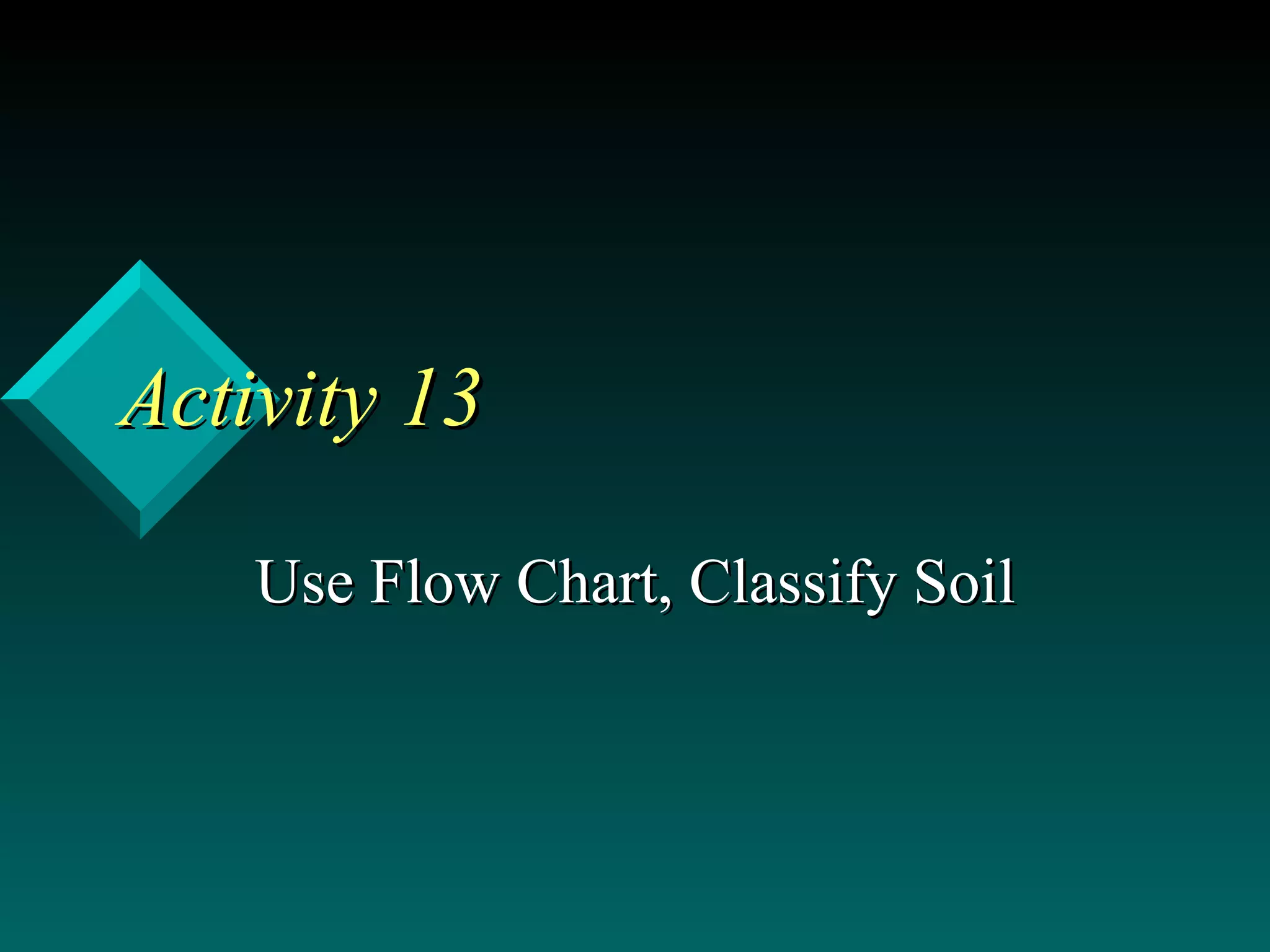 Activity 13 Use Flow Chart, Classify Soil 