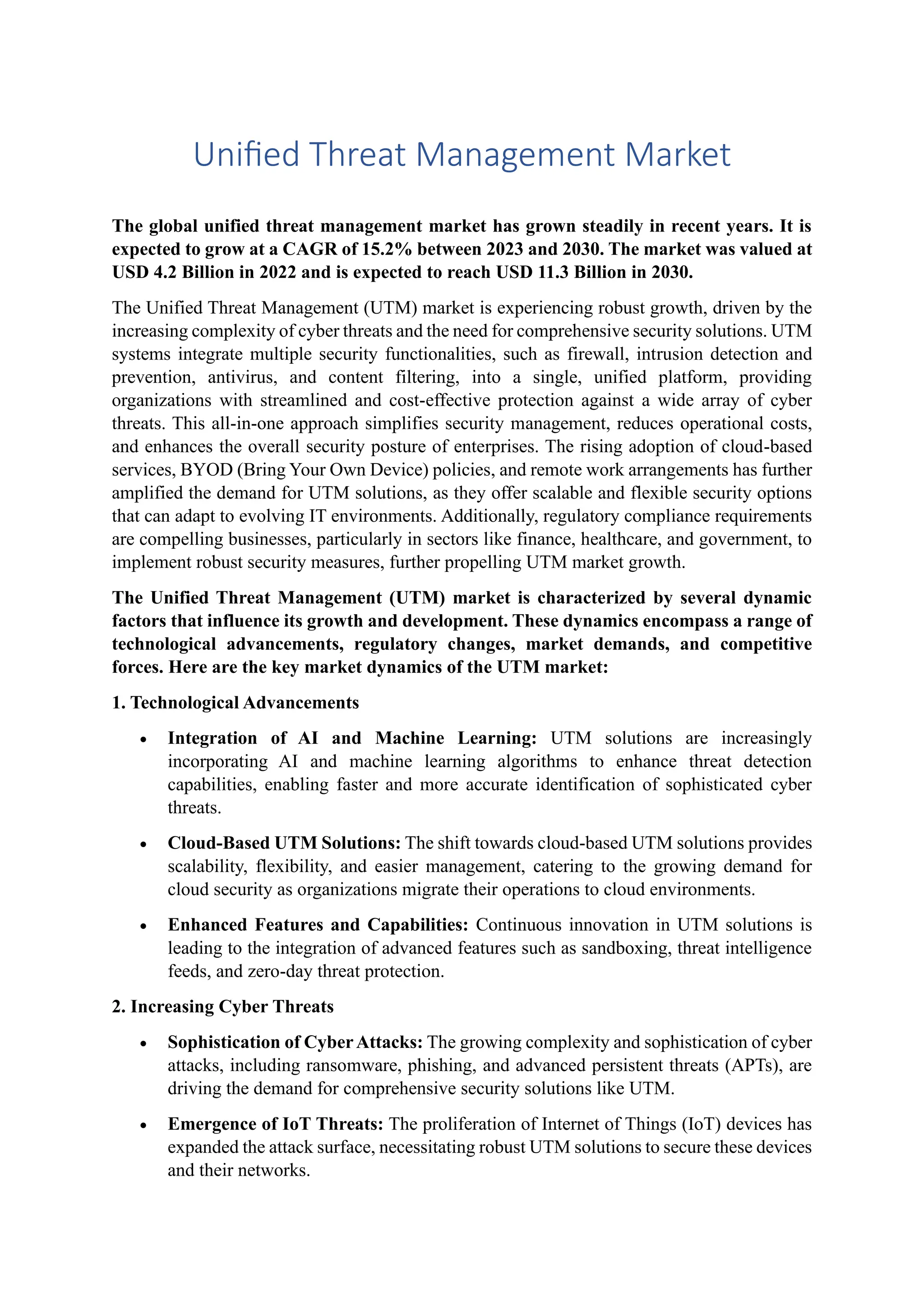 Unified Threat Management Market Insights: Comprehensive Global