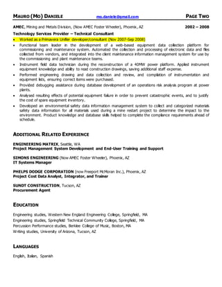 Oracle Primavera Unifier and Project Management Services Specialist | DOCX