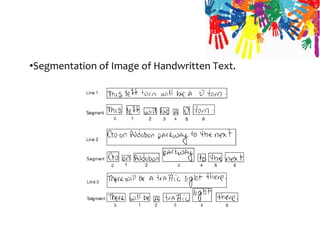 •Segmentation of Image of Handwritten Text.
 