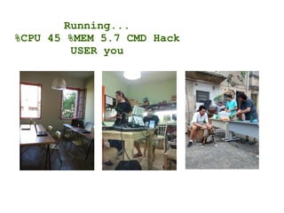 Running...
%CPU 45 %MEM 5.7 CMD Hack
USER you
 
