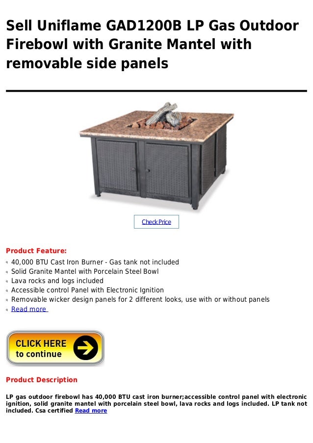 Uniflame Gad1200 B Lp Gas Outdoor Firebowl With Granite Mantel With R