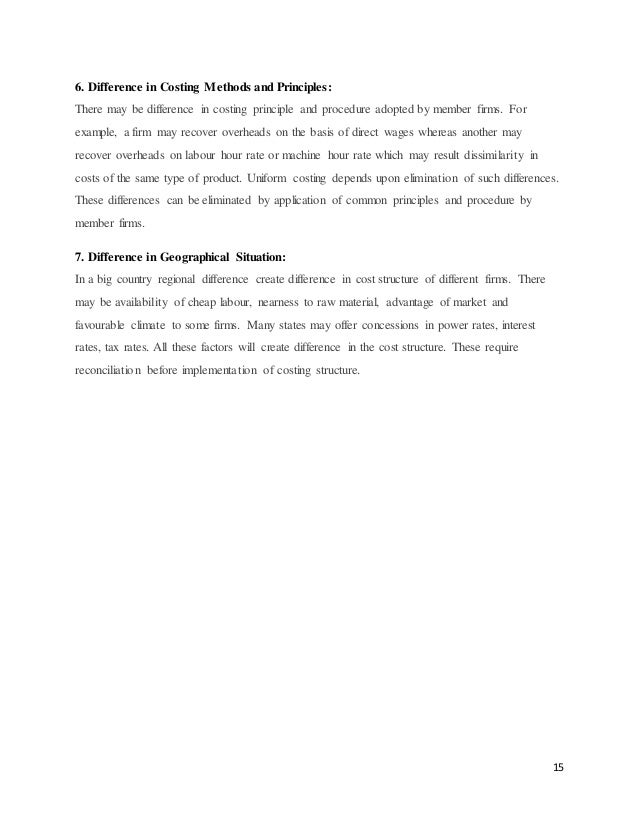 Uniform costing