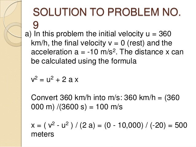 problem solving uniformly accelerated motion