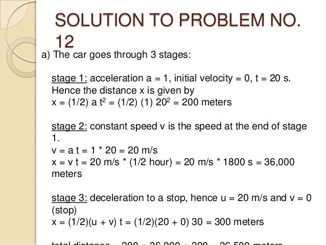 problem solving uniformly accelerated motion