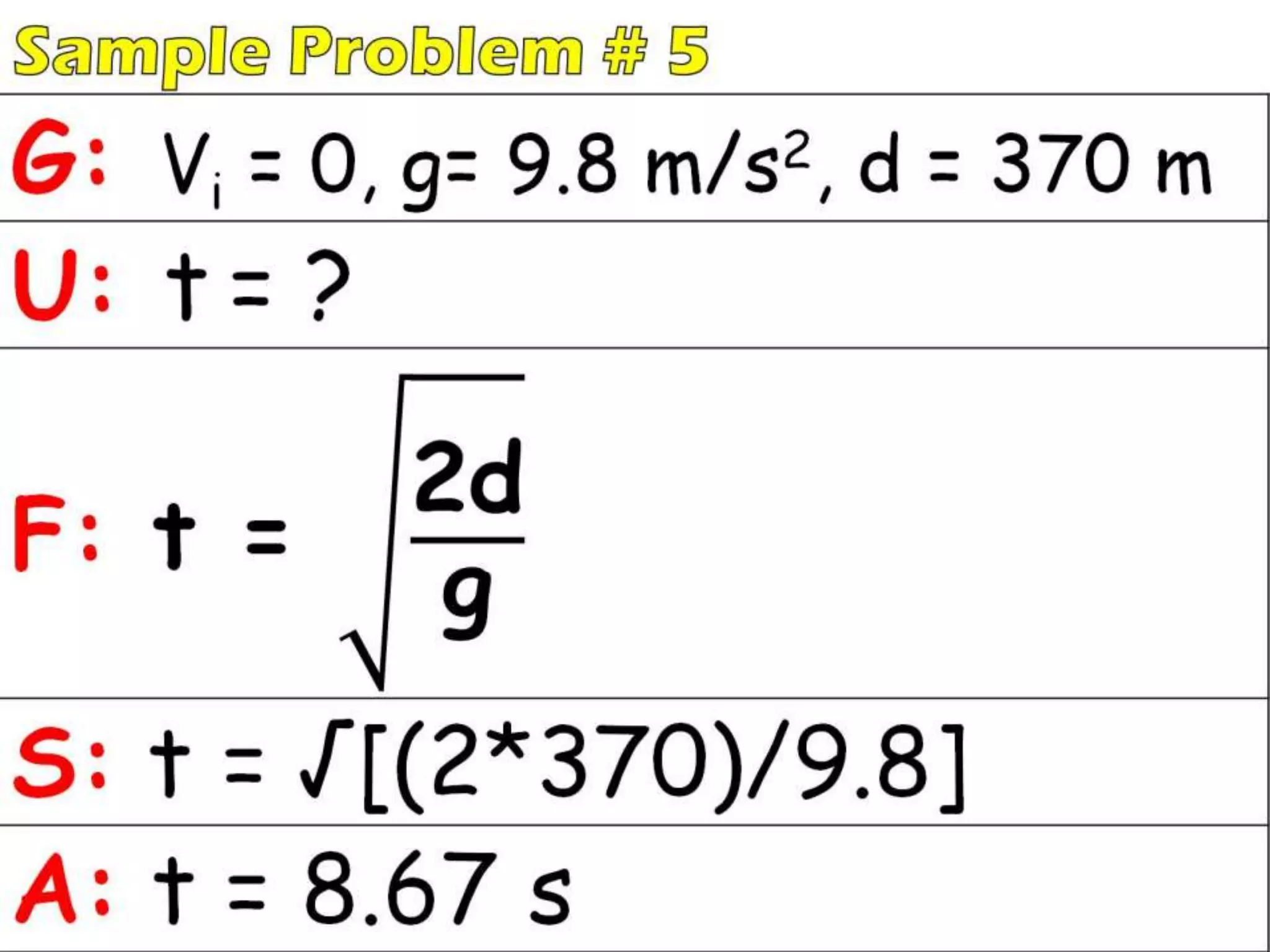 Uniformly accelerated motion (free fall)   problems and solutions
