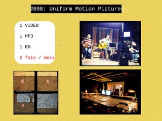 2008: Uniform Motion Pictures


1 VIDEO

1 MP3

1 BD

2 fois / mois
 