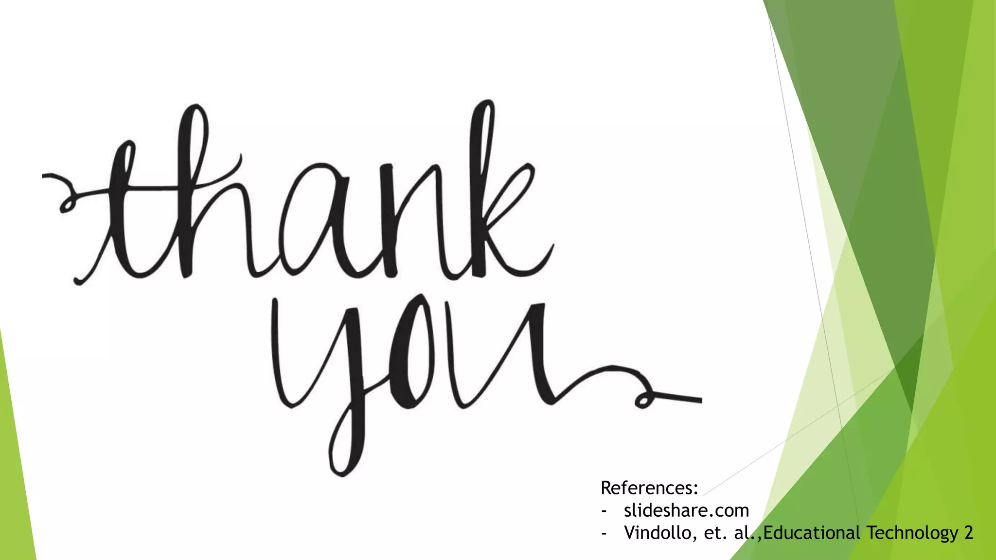 References:
- slideshare.com
- Vindollo, et. al.,Educational Technology 2
 