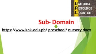 https://www.kok.edu.ph/ preschool/ nursery.docx
Sub- Domain
 