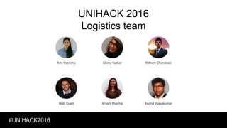 #UNIHACK2016
UNIHACK 2016
Logistics team
 