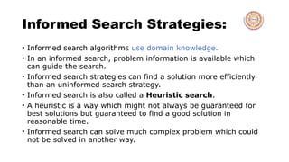UNIT II ARTIFICIQL INTELLIGENCE SEARCH STRATEGIES OSMANIA UNIVERSITY | PPTX