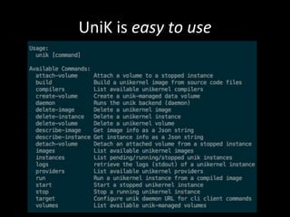 UniK is easy to use
With a Docker-Like CLI
 