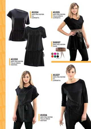 41230
100% POLYESTER
TALLA ÚNICA
VESTIDO
41226
100% POLYESTER
TALLA ÚNICA
VESTIDO
41227
100% POLYESTER
S-L
CAMISETA
41224
100% POLYESTER
S-L
CAMISETA
41225
100% POLYESTER
TALLA ÚNICA
CAMISETA
Polypiel
20057
100% POLYESTER
FAJÍN
 