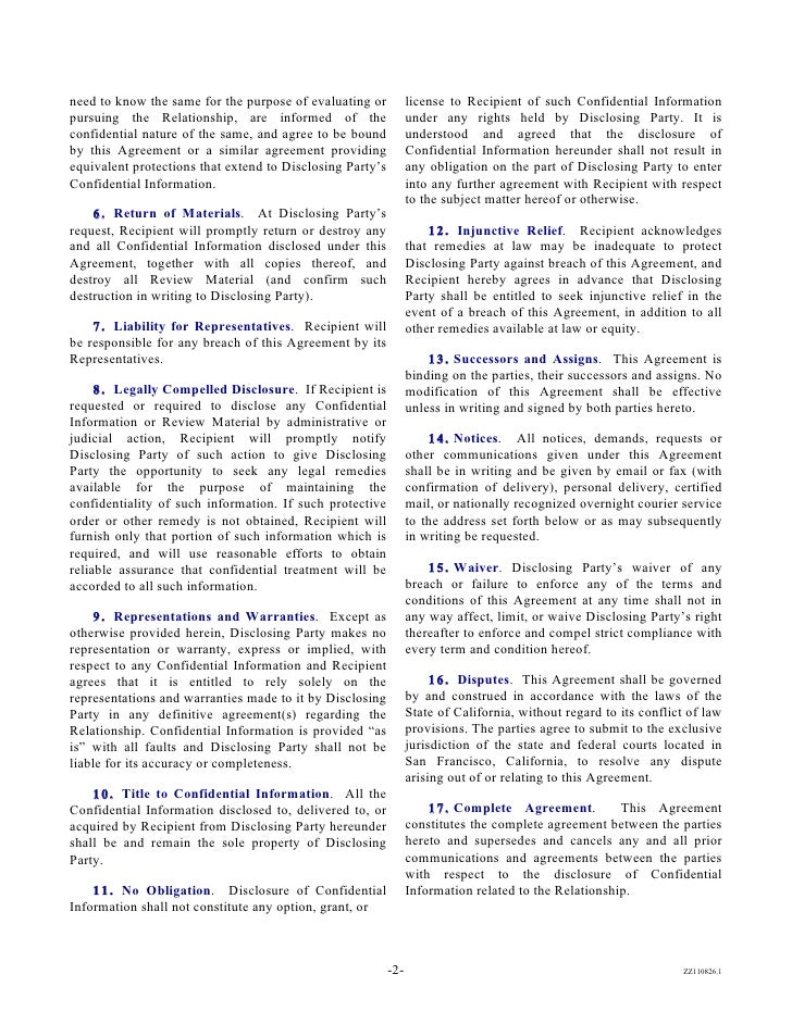 unilateral nda individual disclosing to corporation personal nda template