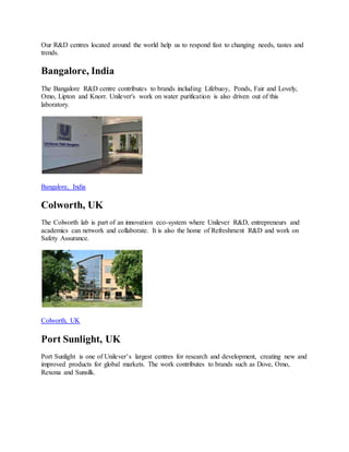 Unilever R&d Unilever | DOCX