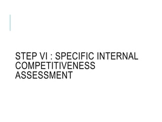 STEP VI : SPECIFIC INTERNAL
COMPETITIVENESS
ASSESSMENT
 