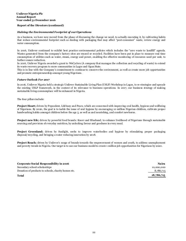 Unilever Annual Report 2016