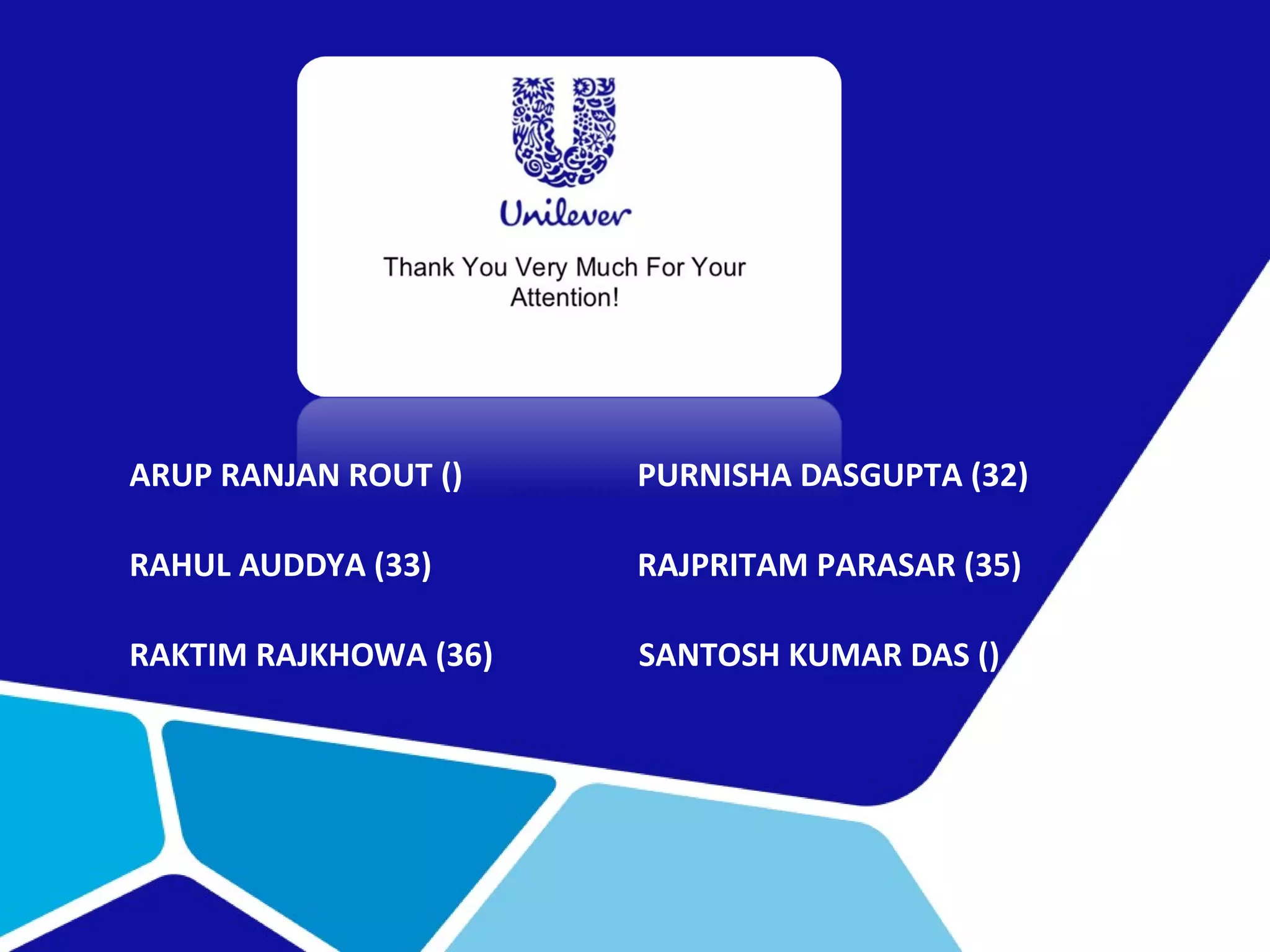 ARUP RANJAN ROUT () PURNISHA DASGUPTA (32)
RAHUL AUDDYA (33) RAJPRITAM PARASAR (35)
RAKTIM RAJKHOWA (36) SANTOSH KUMAR DAS ()
 
