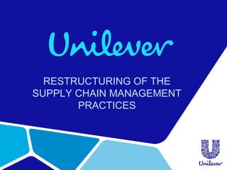 RESTRUCTURING OF THE
SUPPLY CHAIN MANAGEMENT
PRACTICES
 