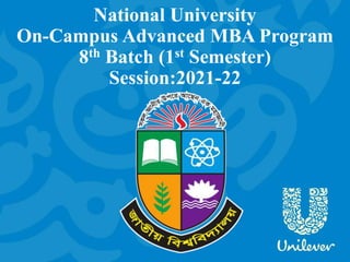 National University
On-Campus Advanced MBA Program
8th Batch (1st Semester)
Session:2021-22
 