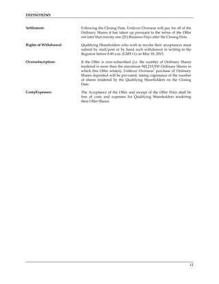 Unilever Tender Offer | PDF