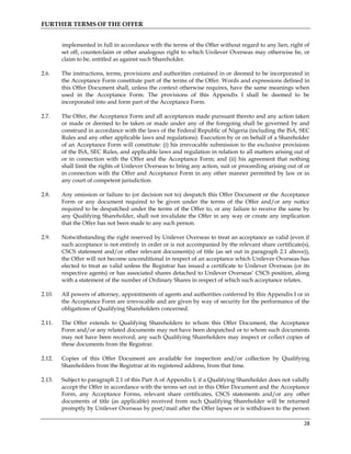 Unilever Tender Offer | PDF