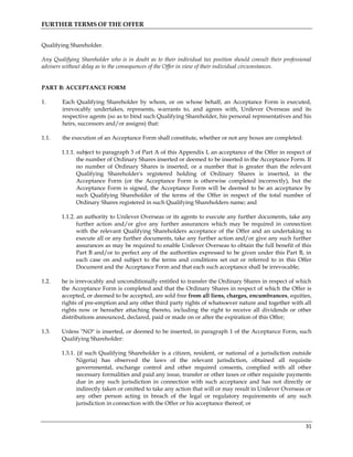 Unilever Tender Offer | PDF