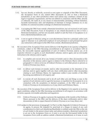 Unilever Tender Offer | PDF
