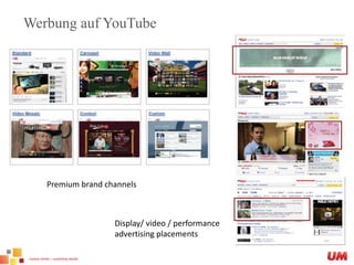 Werbung auf YouTubePremium brandchannelsDisplay/ video/ performanceadvertisingplacements